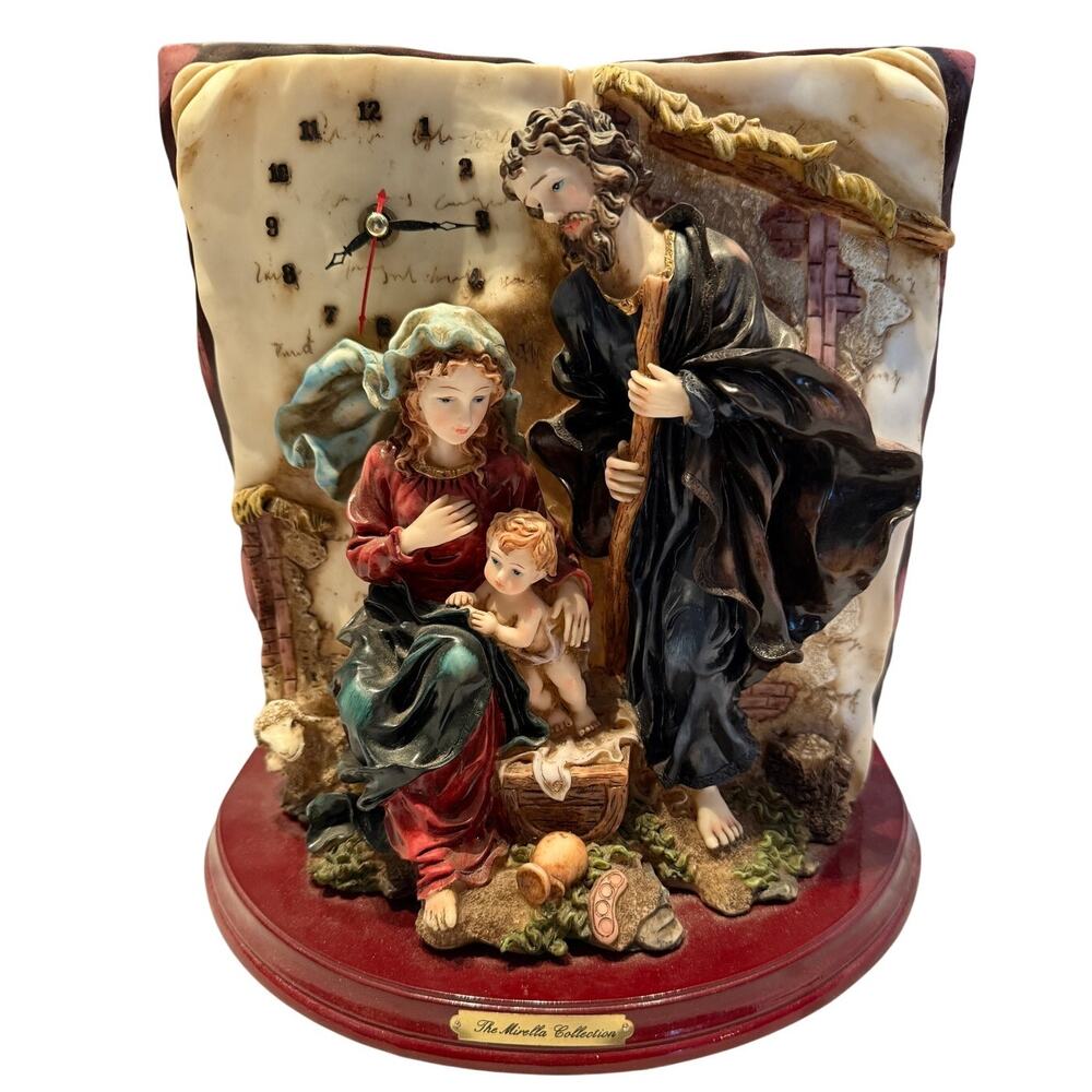 The Mirella Collection Holy Family Sculpture Clock - Jesus Religious - Christmas